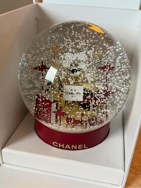 CHANEL Red & Gold No.5 Decorative Snow Globe